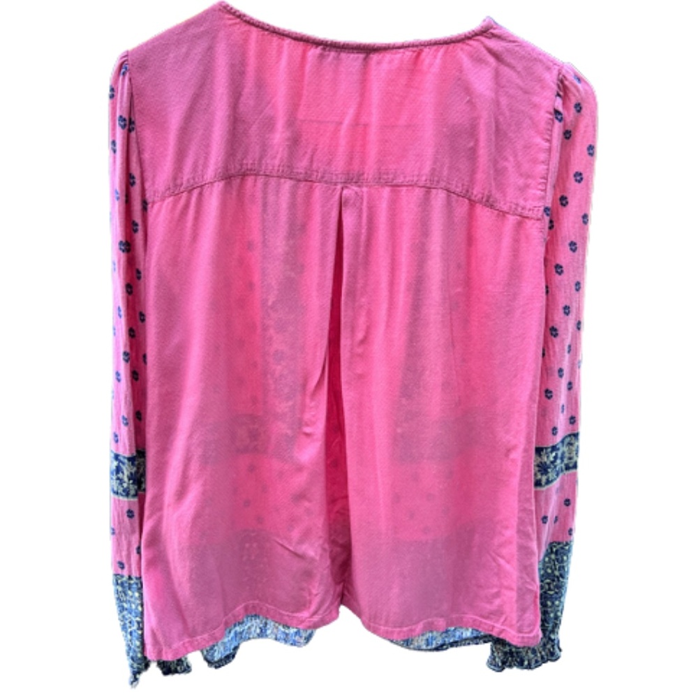 Pink & Blue Vintage America Brand Boho Peasant Beaded Top 🎉2X Host Pick🎉 - Picture 3 of 7